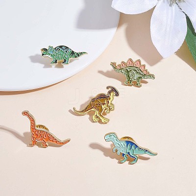 5Pcs 5 Style Dinosaurs Enamel Pins JBR096A-1
