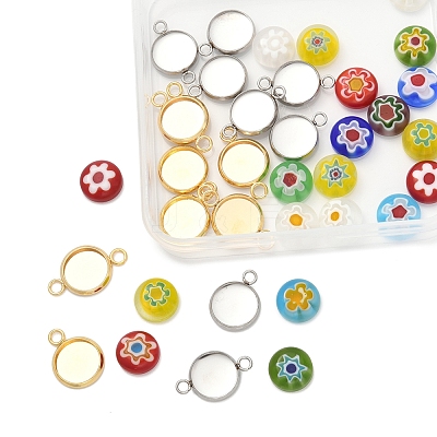 16Pcs 4 Styles Stainless Steel Pendant Cabochon Settings STAS-FS0001-79-1