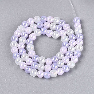 Electroplate Glass Beads Strands X-EGLA-N019-6mm-01-1