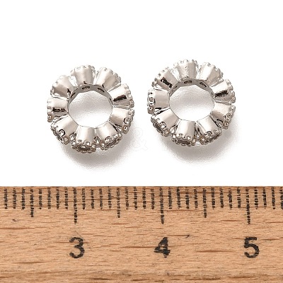 Rack Plating Brass Micro Pave Claer Cubic Zirconia European Beads KK-H508-15A-1