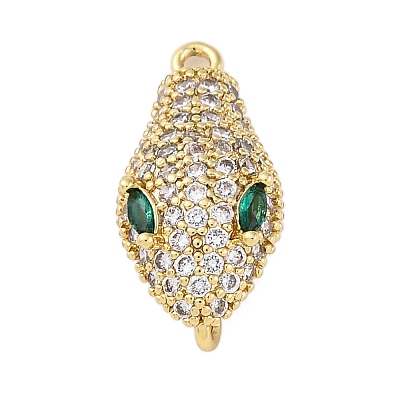 Brass Clear & Green Cubic Zirconia Connector Charms KK-P289-11G-1