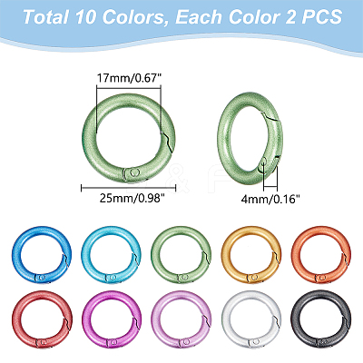 20Pcs 10 Colors Zinc Alloy Frosted Spring Gate Rings FIND-UN0002-76-1