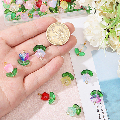 78Pcs 14 Styles Glass Pendants PALLOY-CA00003-1