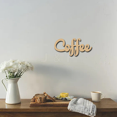 Word Coffee Laser Cut Unfinished Basswood Wall Decoration WOOD-WH0113-100-1