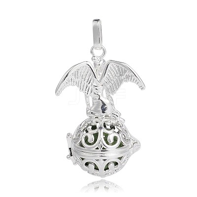 Silver Color Plated Brass Hollow Round Cage Pendants LS-KK-J248-05S-1