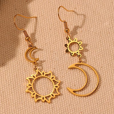 Bohemian Styles 304 Stainless Steel Dangle Earrings EJEW-F380-01G-1