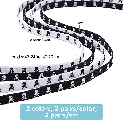 4 Pairs 2 Colors Polyester Flat Shoelaces FIND-FH0012-24-1
