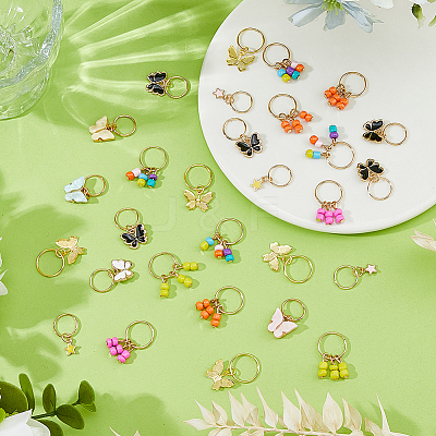 36Pcs Zinc Alloy Enamel Pendant Hair Braid Ring FIND-FH0017-69-1