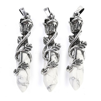Natural Howlite Faceted Double Termimal Pointed Big Pendants G-P547-03AS-10A-1