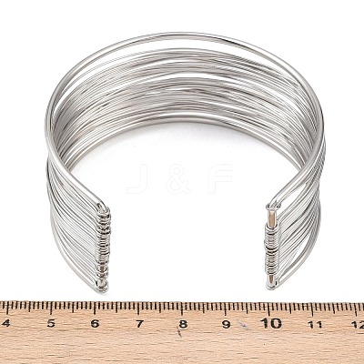 Spring 304 Stainless Steel Open Bangles for Women BJEW-K288-02B-P-1