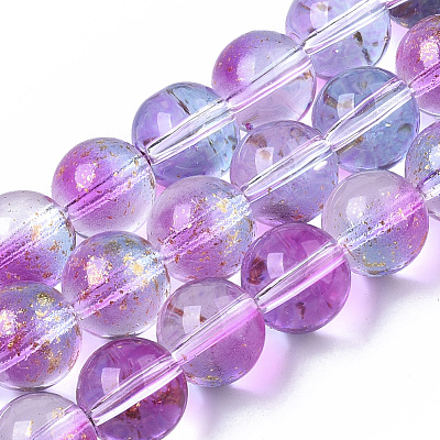 Transparent Spray Painted Glass Bead Strands GLAA-N035-03D-B05-1