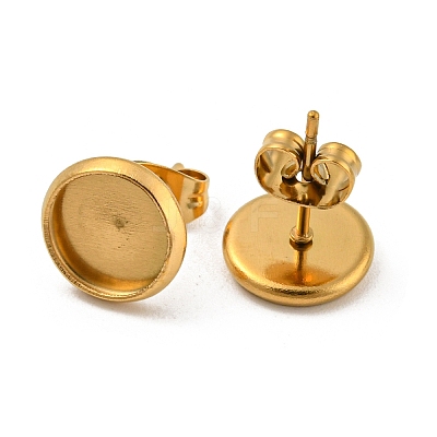 Ion Plating(IP) 316 Stainless Steel Flat Round Stud Earring Settings STAS-I017-02G-01-1