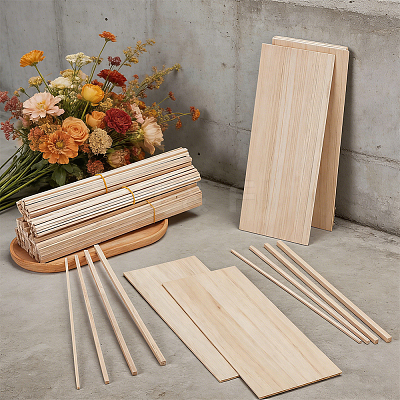160Pcs 4 Styles Square Wood Craft Sticks WOOD-OC0004-53-1