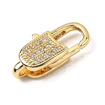 Brass Clear Cubic Zirconia Lobster Claw Clasps KK-Z078-45B-G-1