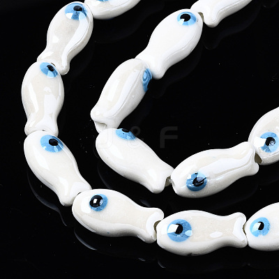 Handmade Porcelain Ceramic Beads Strands PORC-T006-03N-1