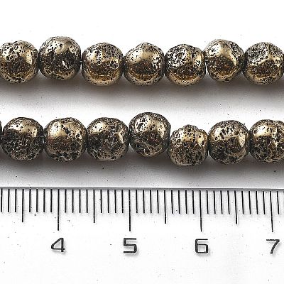 Electroplated Natural Lava Rock Beads Strands G-A251-B01-01J-1