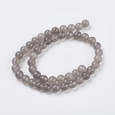 Natural Grey Agate Beads Strands X-G-G583-8mm-08-1