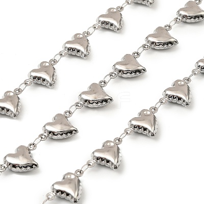 304 Stainless Steel Heart Link Chains CHS-G042-04P-1