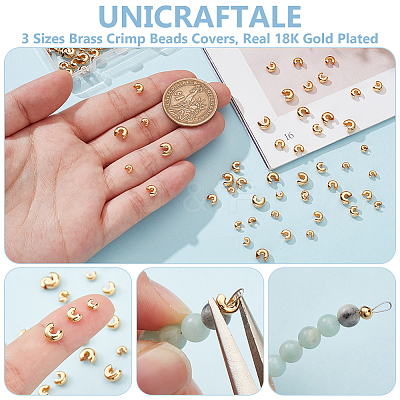 150Pcs 3 Sizes Brass Crimp Beads Covers KK-UN0003-82-1