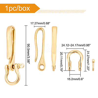 U-Shaped Brass Key Hook Shanckle Clasps KK-PH0004-97B-1