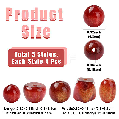 20Pcs 5 Styles Opaque Resin Beads RESI-FS0002-35-1
