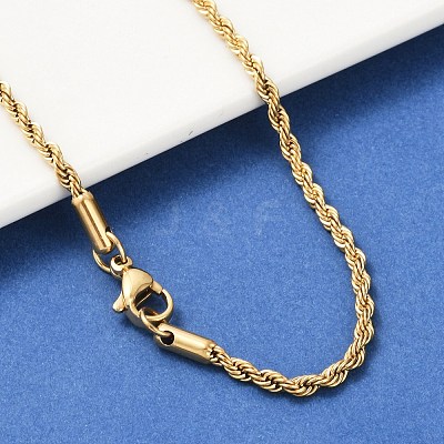 Unisex PVD Vacuum Plating 304 Stainless Steel Rope Chain Necklaces STAS-D0002-33G-1