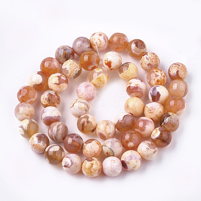 Natural Fire Crackle Agate Beads Strands G-S346-8mm-22-1