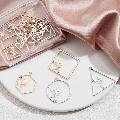 16Pcs 8 Style Alloy Hollow Pendants FIND-OC0001-36-1