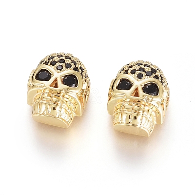 Brass Micro Pave Cubic Zirconia Beads ZIRC-G166-42G-1