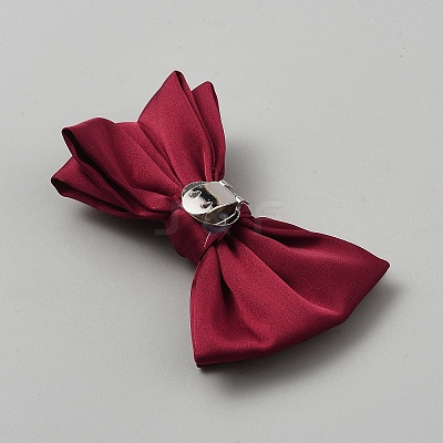Bowknot Satin Face with Iron Shoe Buckle Clips FIND-WH0366-034P-02-1