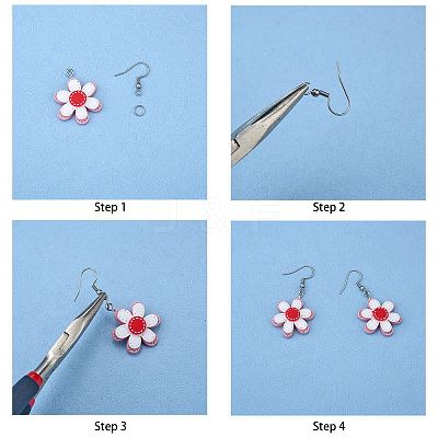 DIY 3D Flower Dangle Earring Making Kit DIY-SZ0008-56-1