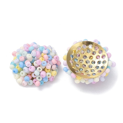 Glass Seed Beaded Cabochons FIND-G058-02A-1