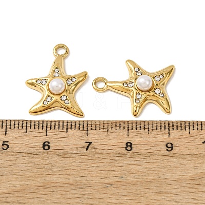 303 Stainless Steel & ABS Plastic Pearl & Crystal Rhinestone Pendants RB-CBA1E47-14G-1