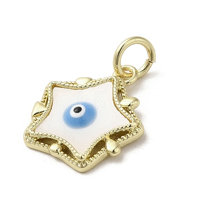 Evil Eye Enamel Shell Pendants KK-E092-26G-03-1