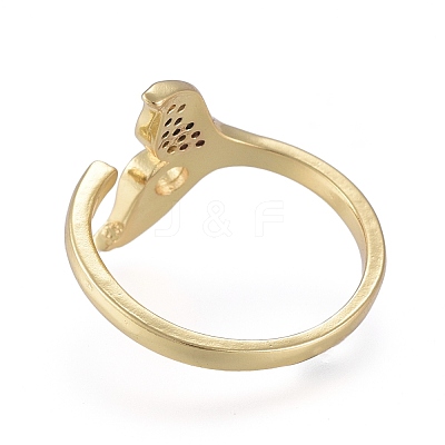 Brass Micro Pave Clear Cubic Zirconia Cuff Rings RJEW-K232-12G-1
