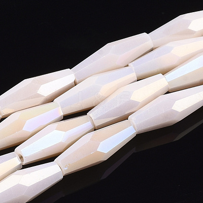 Electroplate Opaque Solid Color Glass Beads Strands EGLA-S174-18B-1