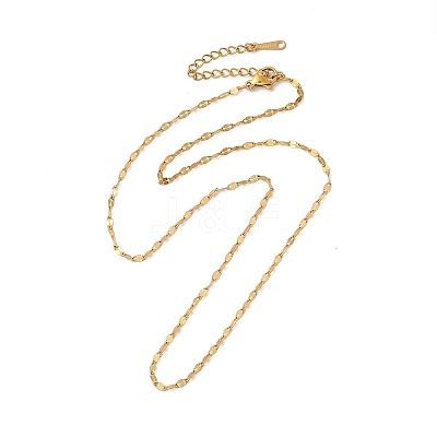 Ion Plating(IP) 304 Stainless Steel Dapped Chain Necklace for Women NJEW-G097-04G-1