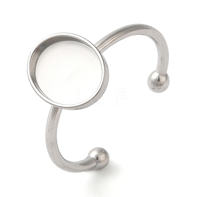 Non-Tarnish 304 Stainless Steel Open Cuff Ring Components X-STAS-I306-06A-P-1