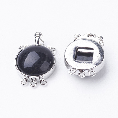 Natural Dyed & Heated Black Agate Box Clasps G-E427-14P-1