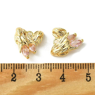 Brass Heart Charms KK-D092-02G-01-1