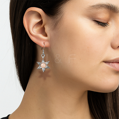 2 Pairs 2 Colors Moon & Sun Alloy Dangle Earrings EJEW-GO0002-21-1