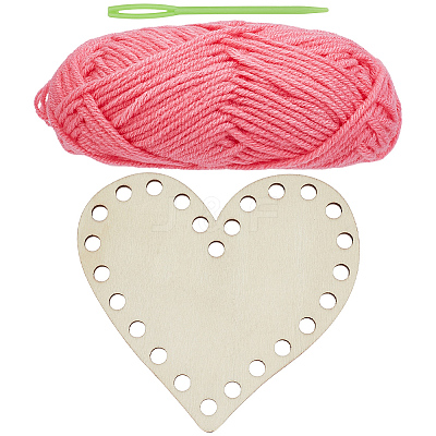 DIY Heart Wood Knitting Loom Kits DIY-CY0003-10A-1