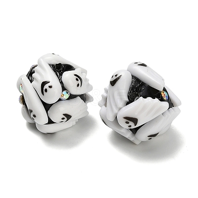 Halloween Theme Polymer Clay Rhinestone Beads with Resin RESI-Z045-02A-01-1