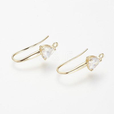 Brass Cubic Zirconia Earring Hooks KK-R037-191G-1