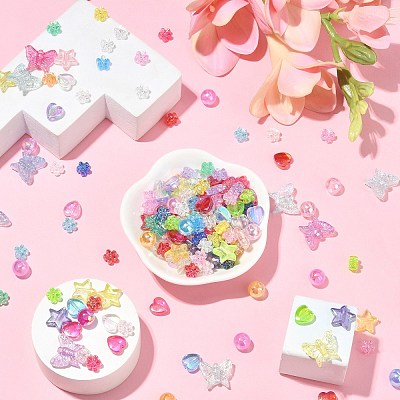 310Pcs 5 Styles Transparent Acrylic Beads MACR-CJ0001-65-1