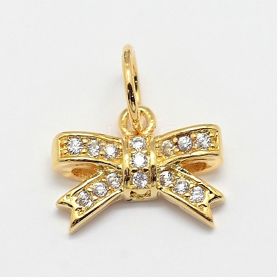 CZ Brass Micro Pave Cubic Zirconia Bowknot Bow Charms ZIRC-L018-14-1