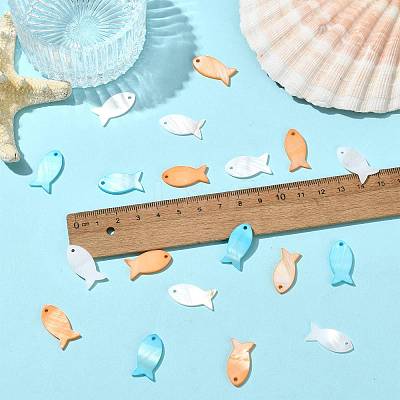 20Pcs Dyed Natural Shell Fish Pendants SHEL-FS0001-16-1