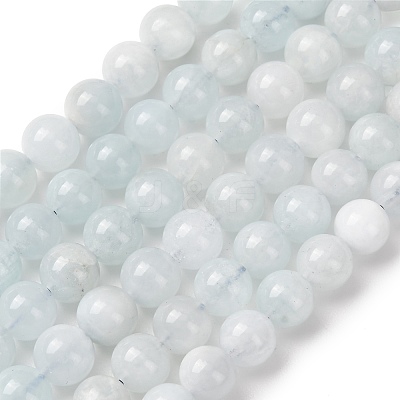 Natural Aquamarine Beads Strands G-R446-8mm-04-02-1