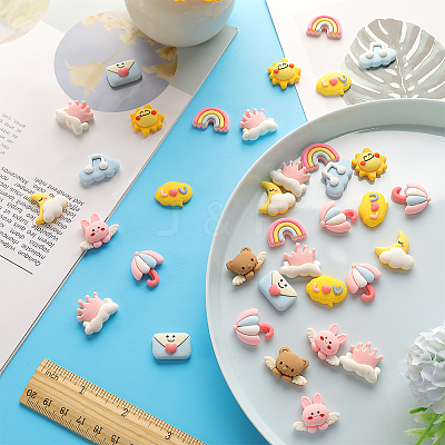 60Pcs Opaque Resin Cabochons RESI-SC0002-54-1