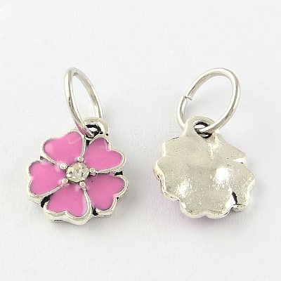 Enamel Style Flower Alloy Rhinestone Charms ENAM-S085-M-1